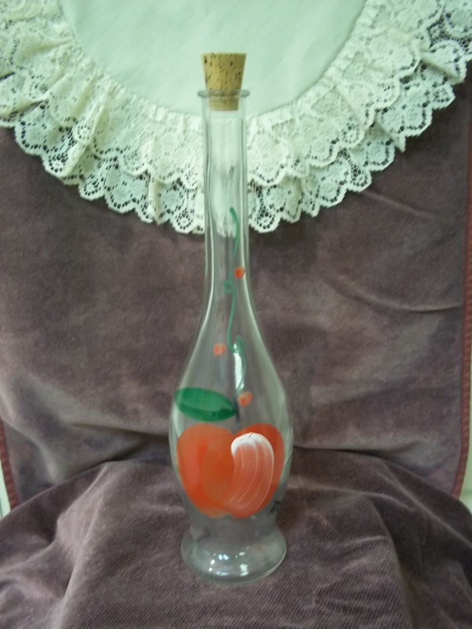 Vintage Hand Painted Glass Bottle Vintage Hand Painted Glass Bottle