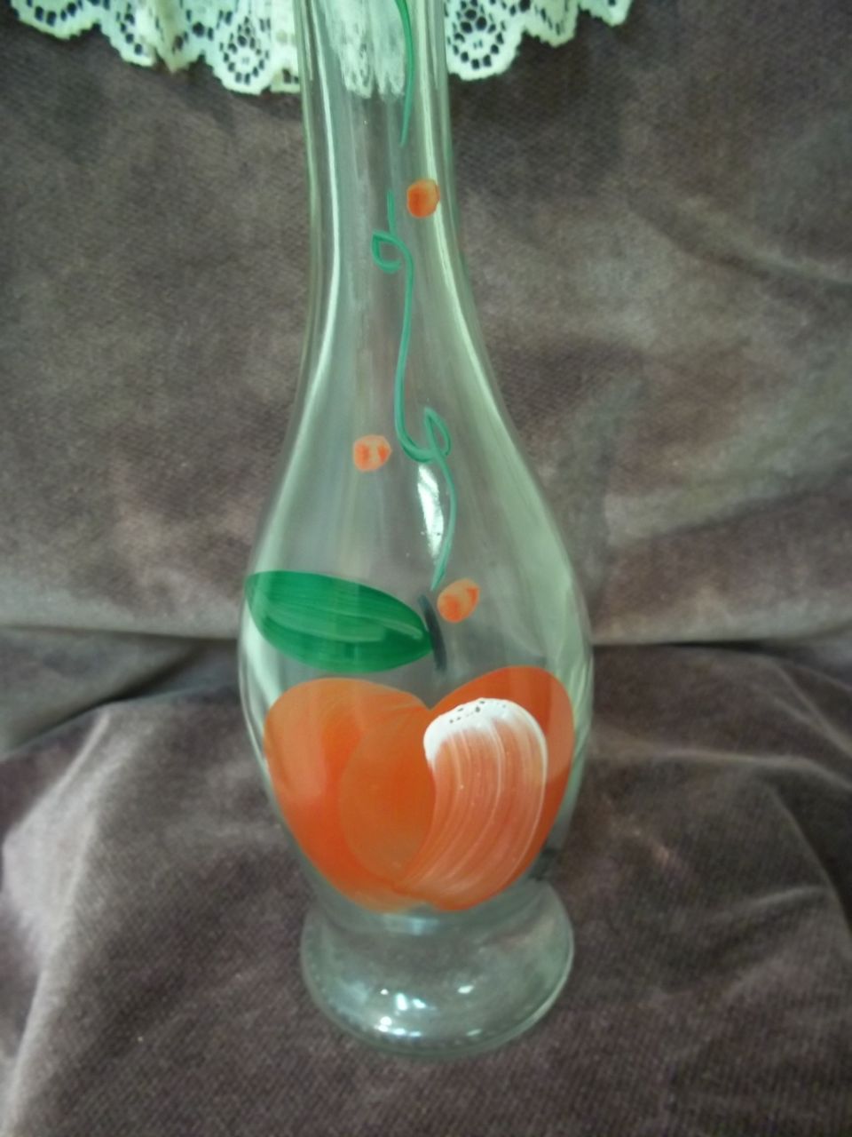 Vintage Hand Painted Glass Bottle Vintage Hand Painted Glass Bottle