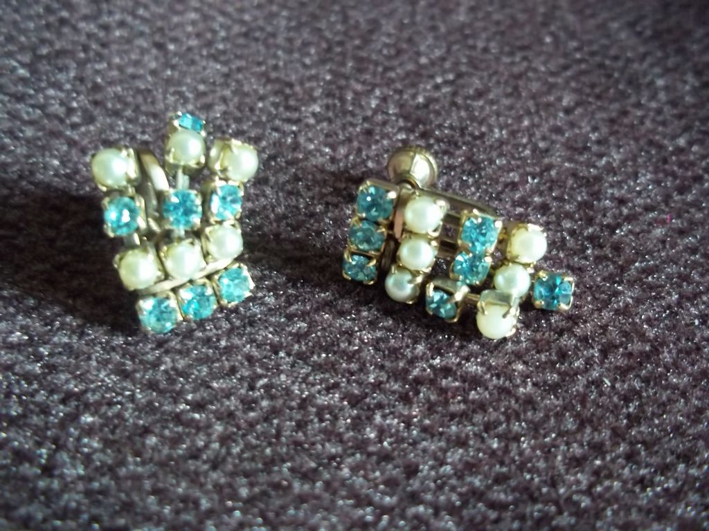 Faux Pearl and Rhinestone Earrings Faux Pearl and Rhinestone Earrings