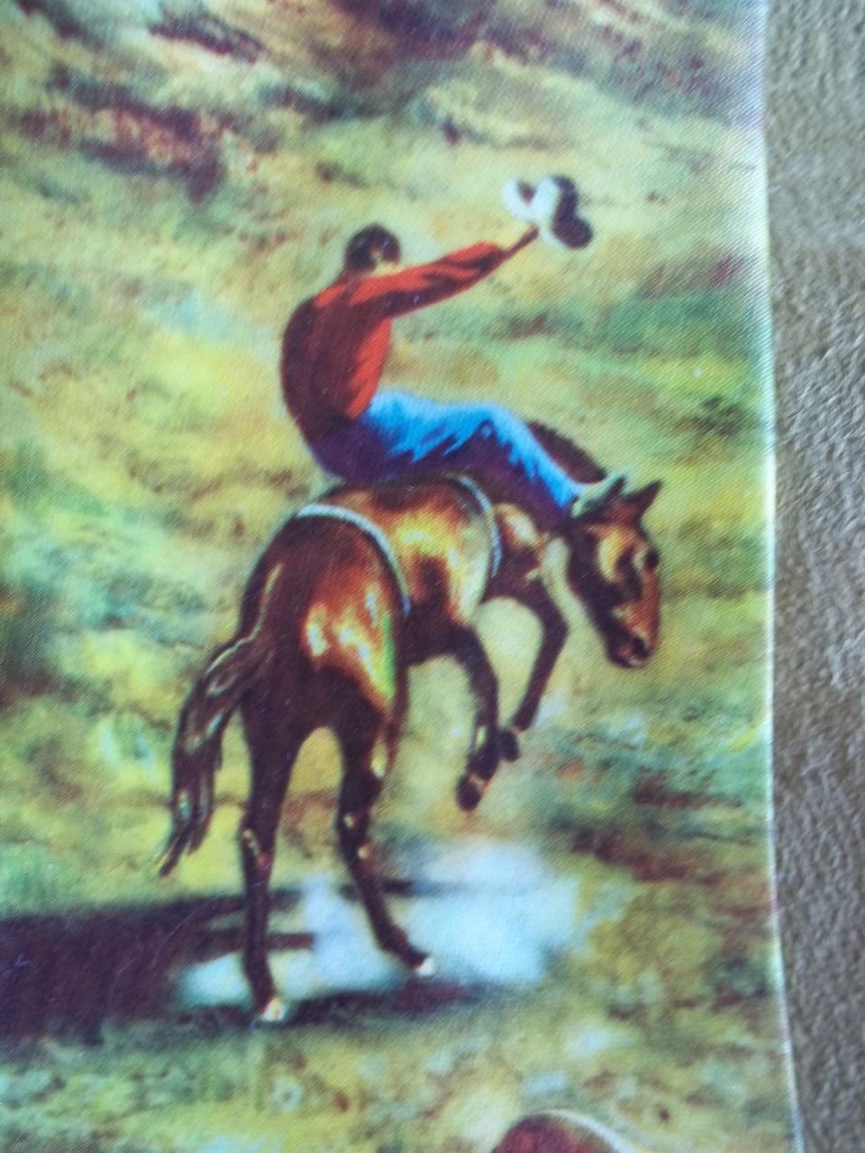 Golden West Chuck Wagon and Bronc Rider Western Photo Tie Golden West Chuck Wagon and Bronc Rider Western Photo Tie