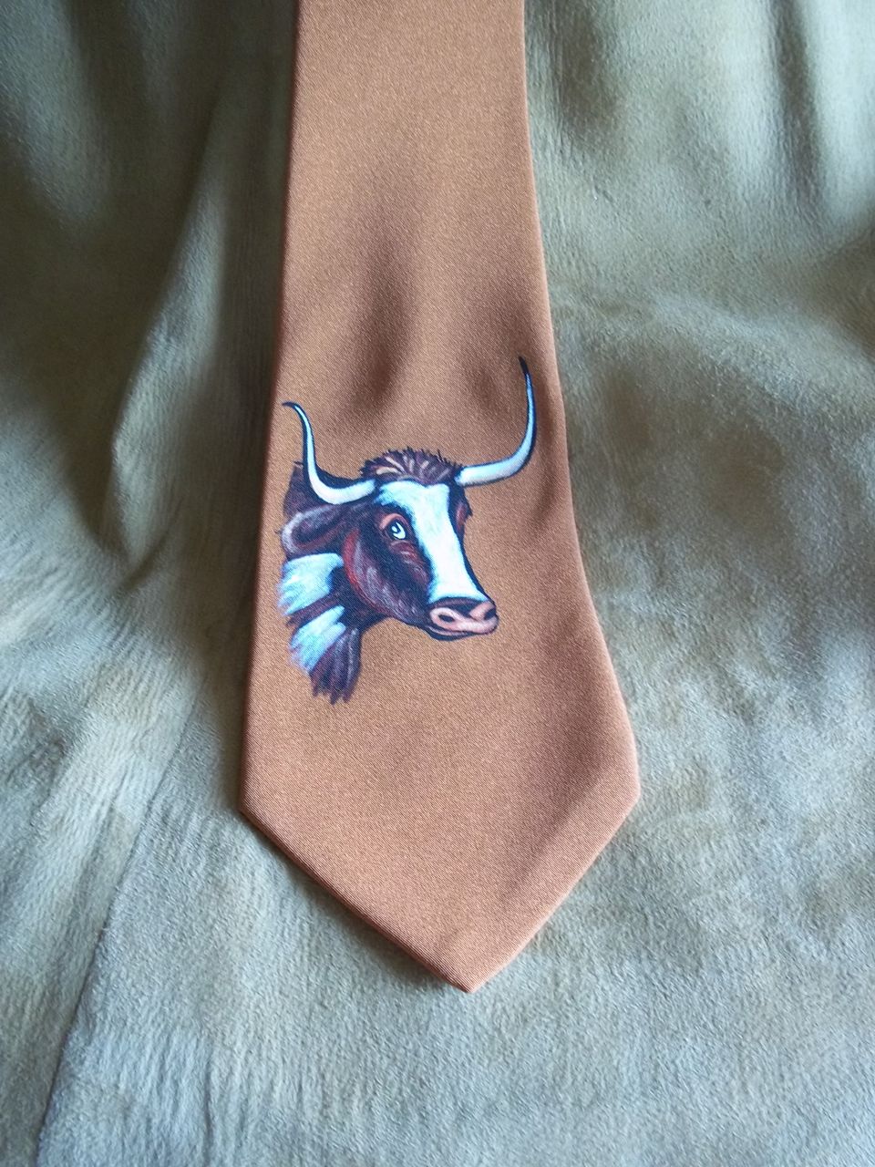 Handpainted Longhorn Bull Vintage Western Tie Handpainted Longhorn Bull Vintage Western Tie