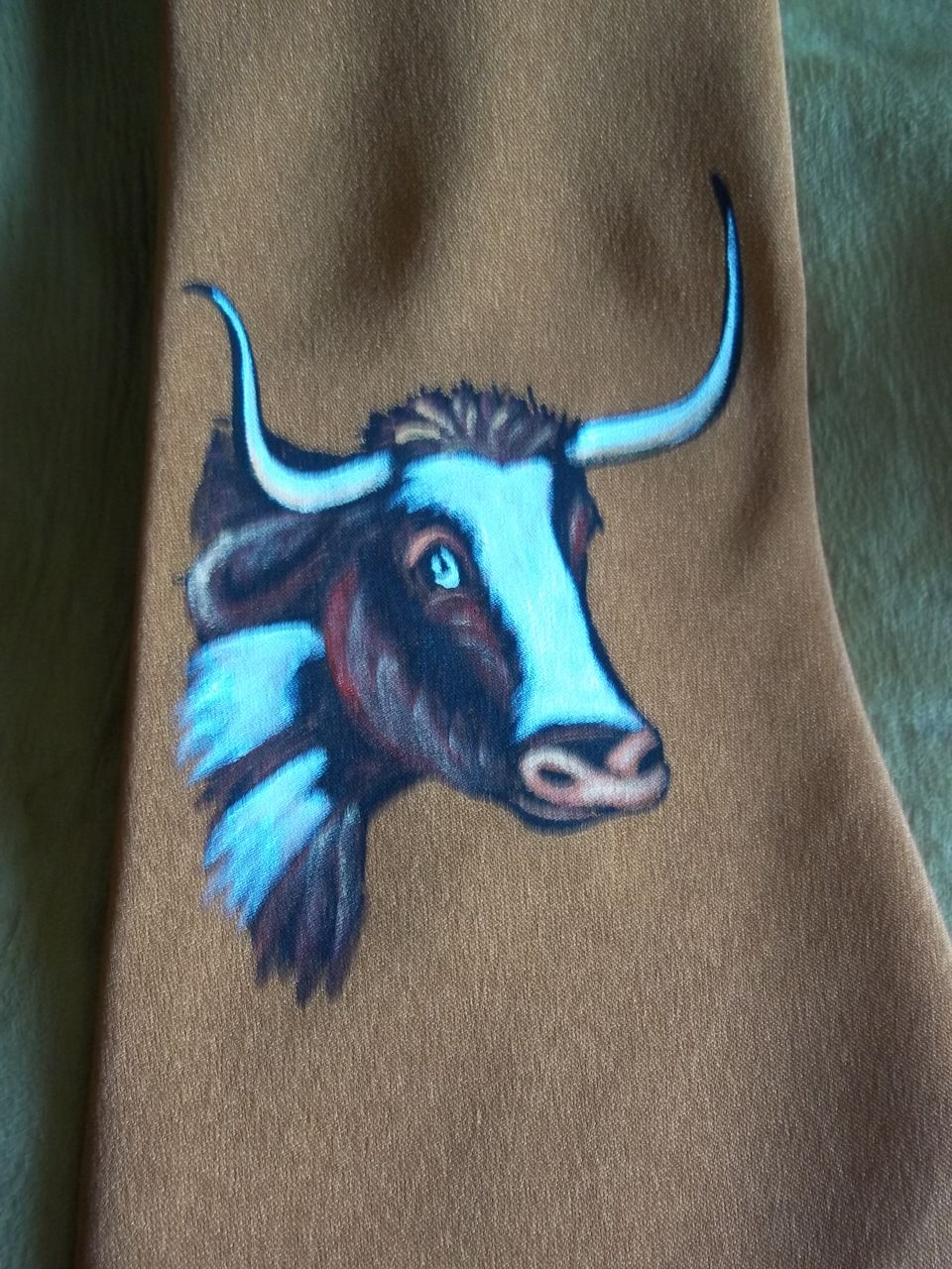 Handpainted Longhorn Bull Vintage Western Tie Handpainted Longhorn Bull Vintage Western Tie
