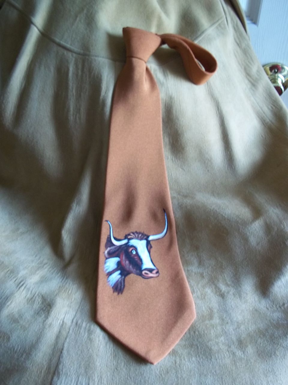 Handpainted Longhorn Bull Vintage Western Tie Handpainted Longhorn Bull Vintage Western Tie