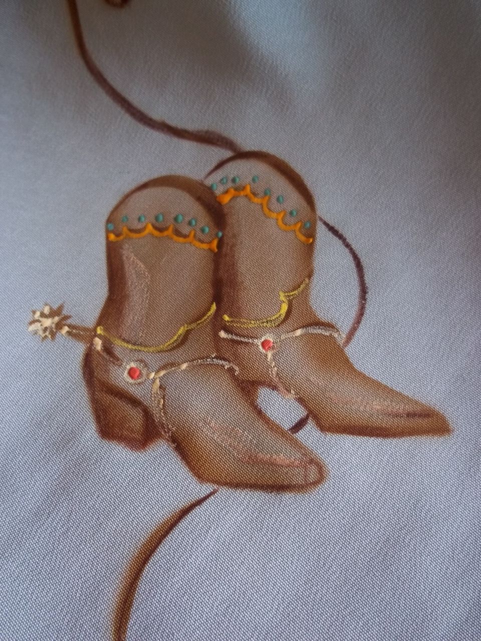"Boots and Saddle" Grey Handpainted Western Silk Tie "Boots and Saddle" Grey Handpainted Western Silk Tie