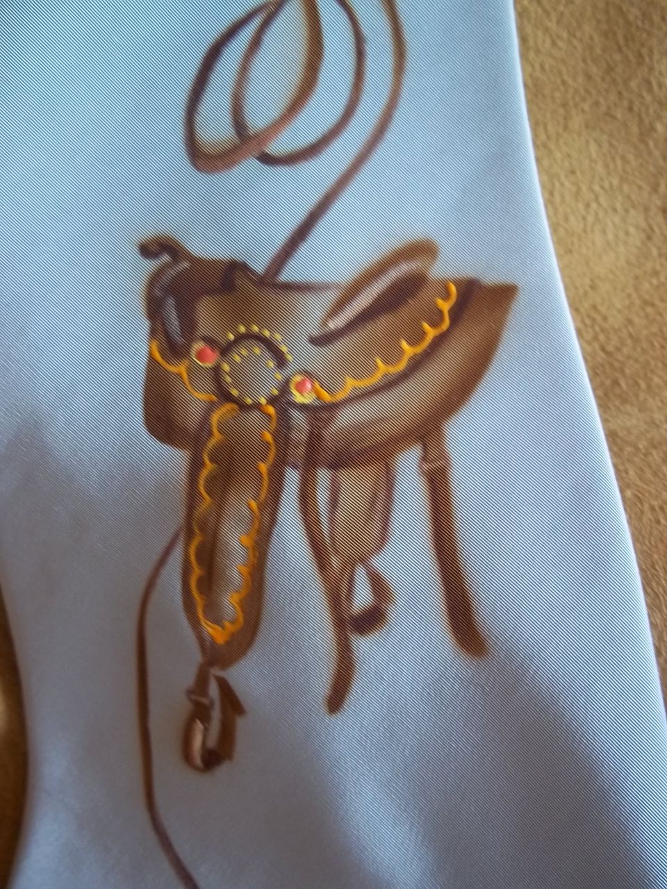 "Boots and Saddle" Grey Handpainted Western Silk Tie "Boots and Saddle" Grey Handpainted Western Silk Tie