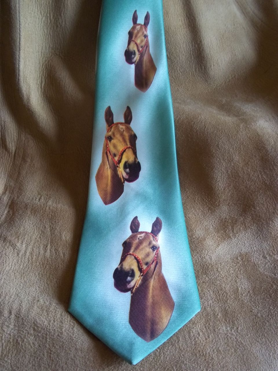 "Thoroughbreds" Vintage Green Silk Photo Tie "Thoroughbreds" Vintage Green Silk Photo Tie