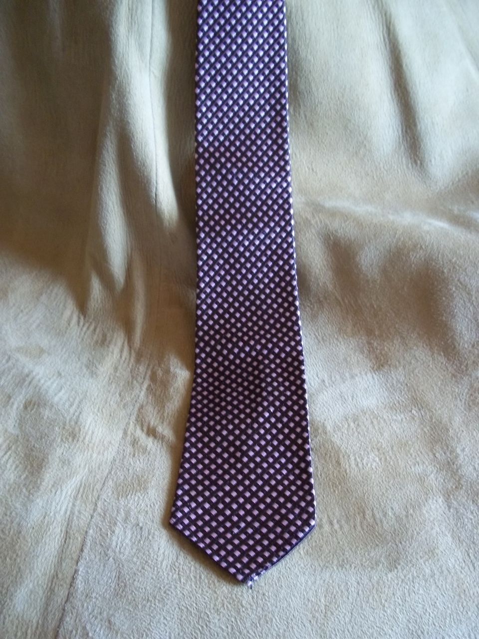Vintage Silk Brown Tie with Pink Checks Vintage Silk Brown Tie with Pink Checks