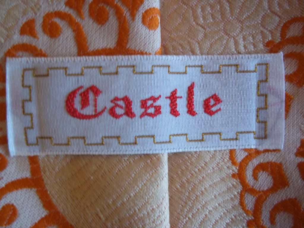 Big and Tie "Castle" Orange Pinwheel Pattern Tie Big and Tie "Castle" Orange Pinwheel Pattern Tie