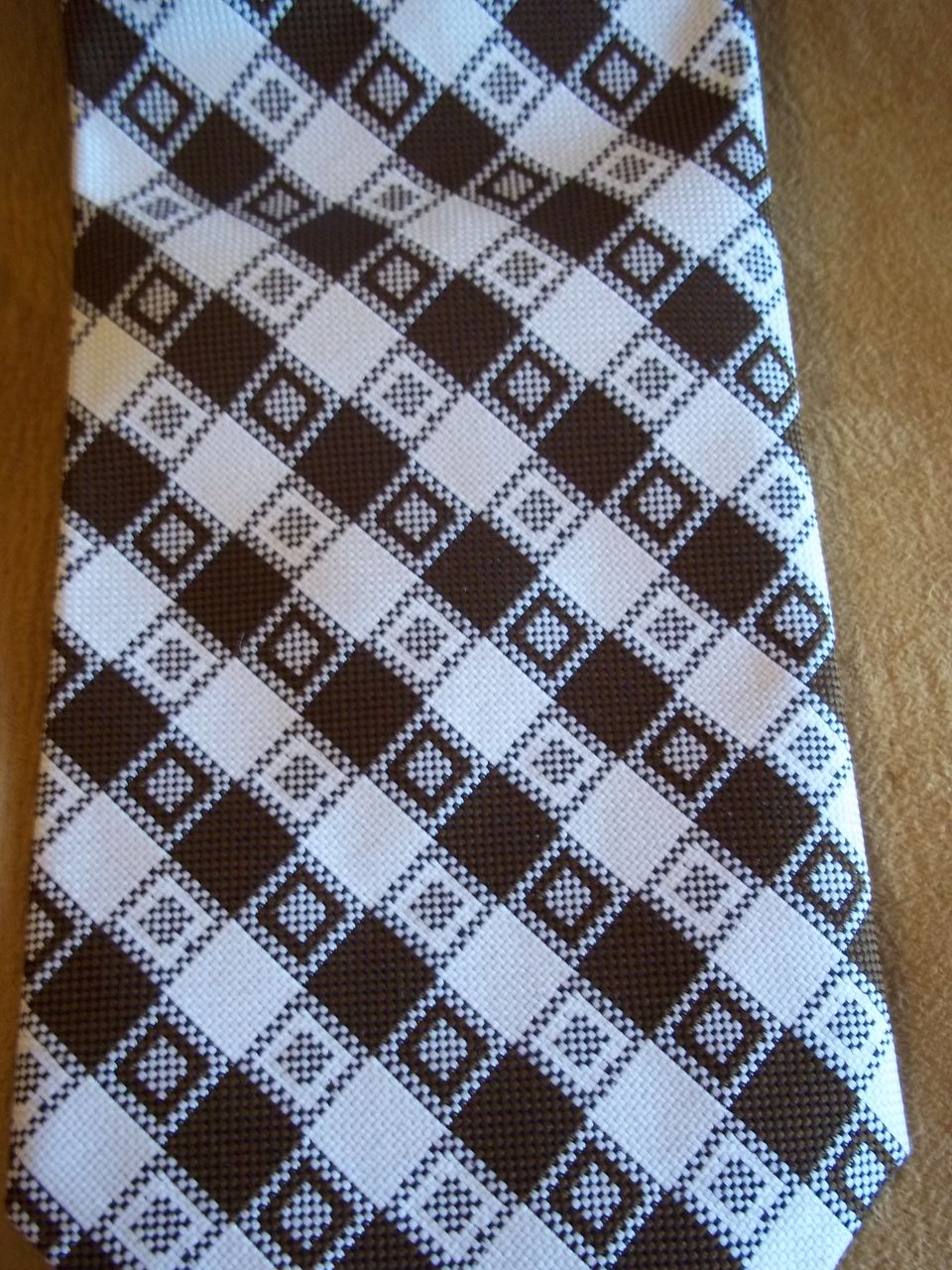 Royal Knight Brown and White Cross Hatch Diamond Tie Royal Knight Brown and White Cross Hatch Diamond Tie