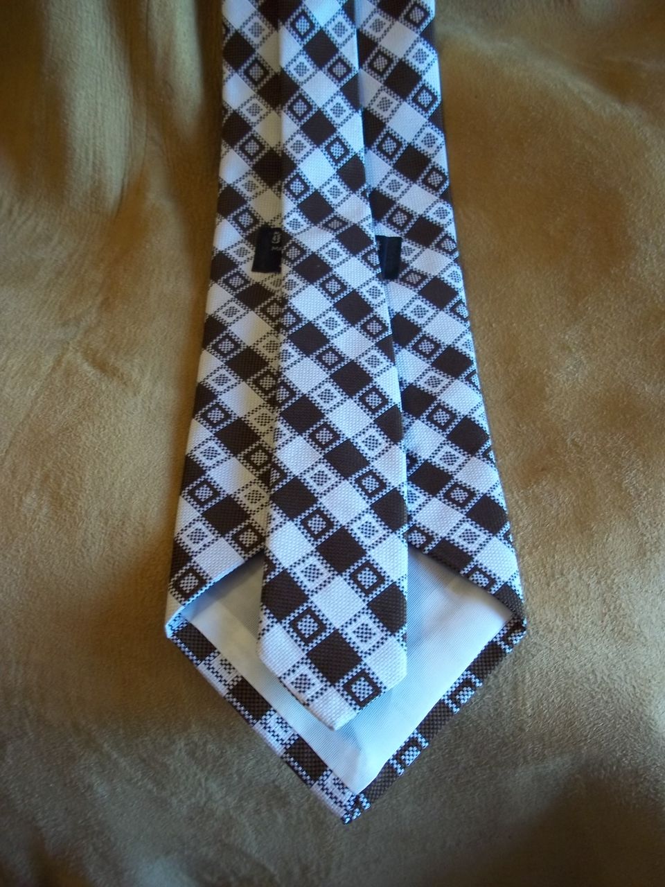Royal Knight Brown and White Cross Hatch Diamond Tie Royal Knight Brown and White Cross Hatch Diamond Tie