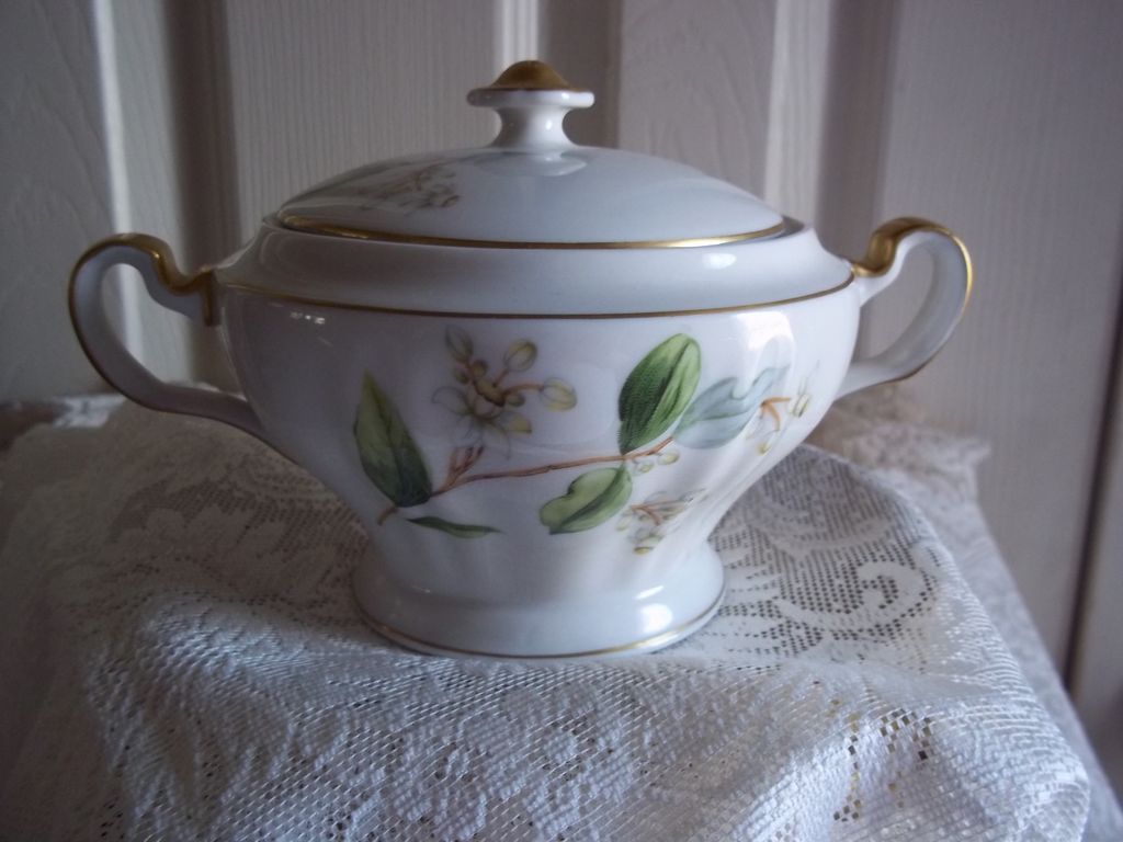 Theodore Haviland Orange Blossom China Creamer and Covered Sugar Set Theodore Haviland Orange Blossom China Creamer and Covered Sugar Set