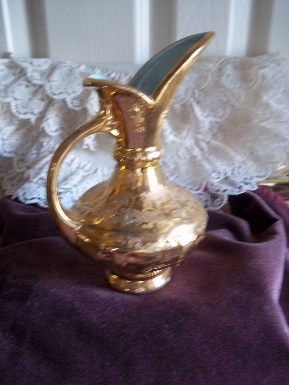 Vintage Savoy China Weeping Gold Ewer Pitcher Vintage Savoy China Weeping Gold Ewer Pitcher