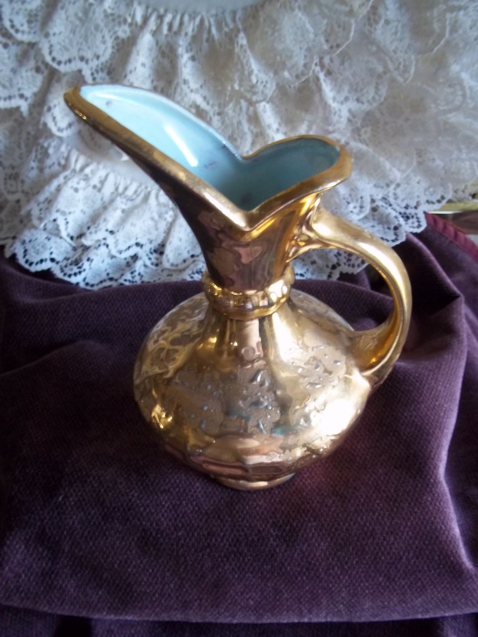 Vintage Savoy China Weeping Gold Ewer Pitcher Vintage Savoy China Weeping Gold Ewer Pitcher
