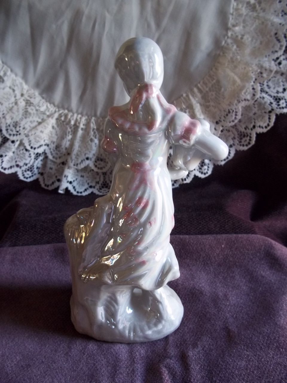 Mother of Pearl Style Girl Watering Flowers Mother of Pearl Style Girl Watering Flowers