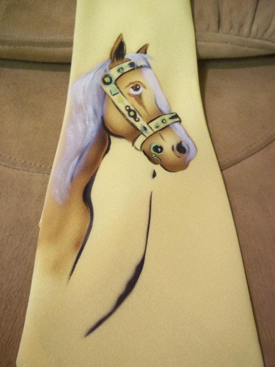Windsor Yellow Hand Painted Western Tie w/ Horse Head Windsor Yellow Hand Painted Western Tie w/ Horse Head