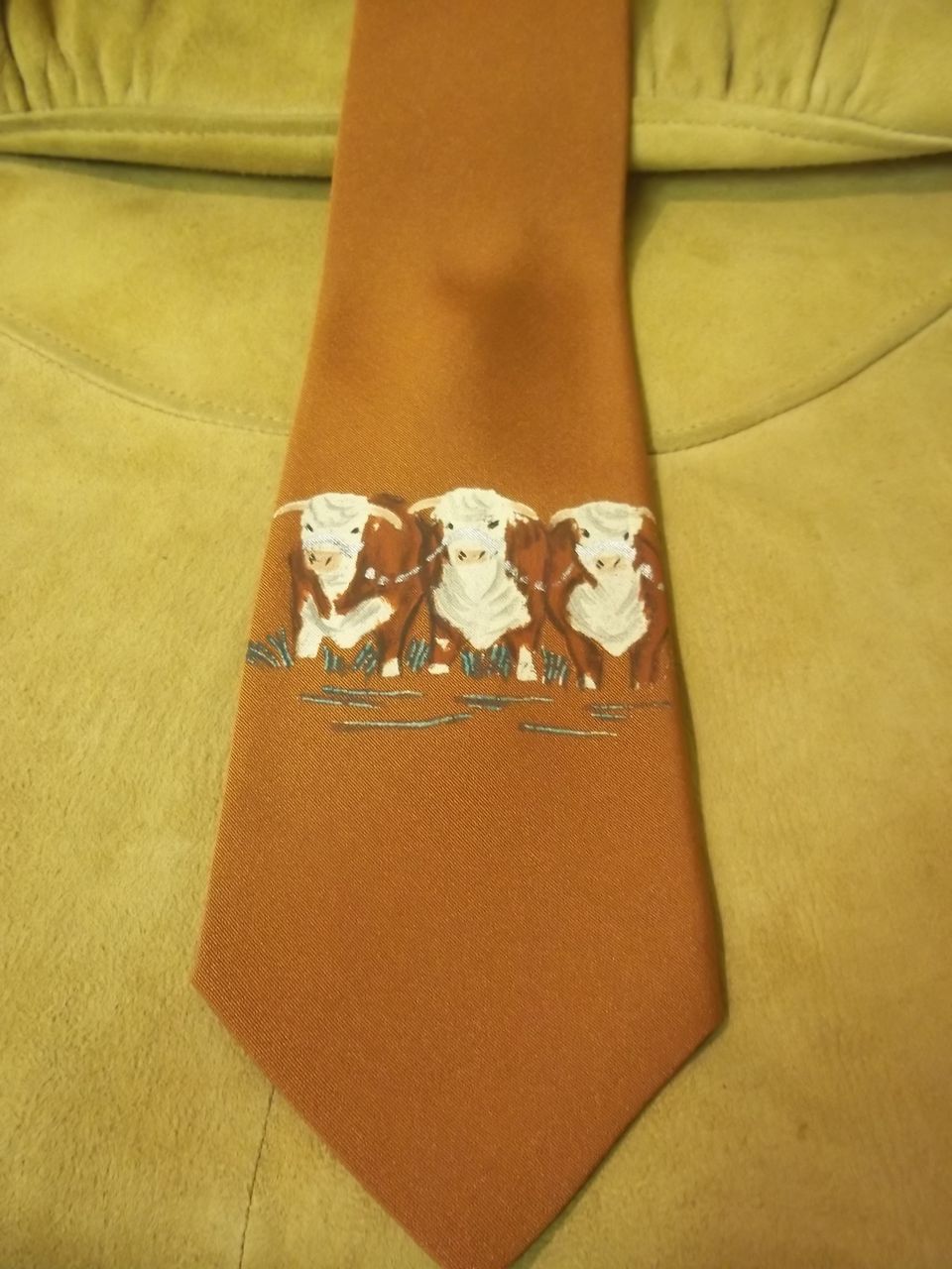 Hand Painted Cows in the Pasture Tie Hand Painted Cows in the Pasture Tie