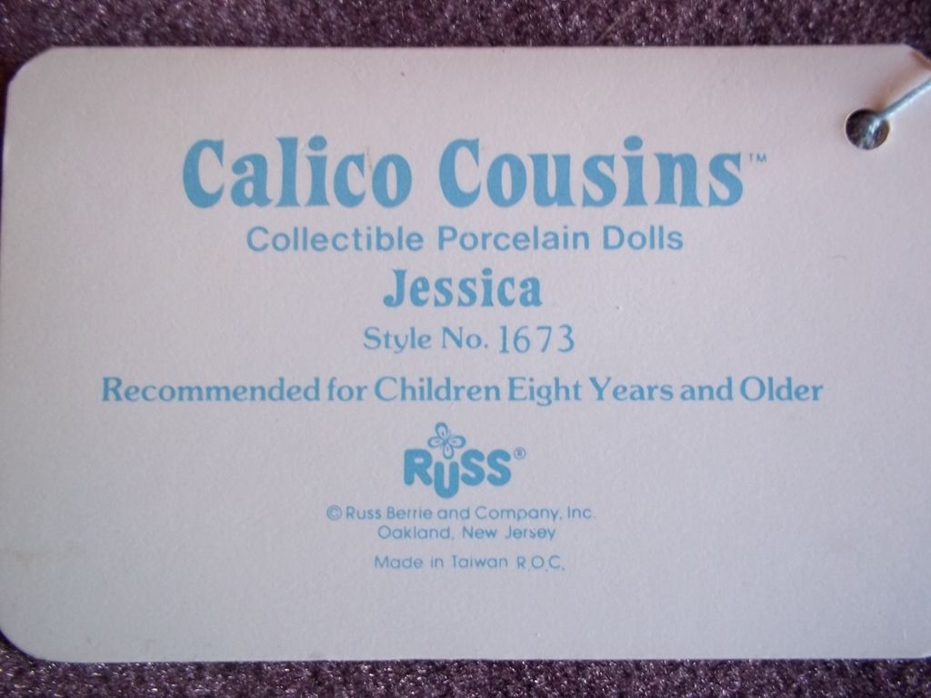 Calico Cousins Doll By Russ: Jessica, Style #1673 Calico Cousins Doll By Russ: Jessica, Style #1673