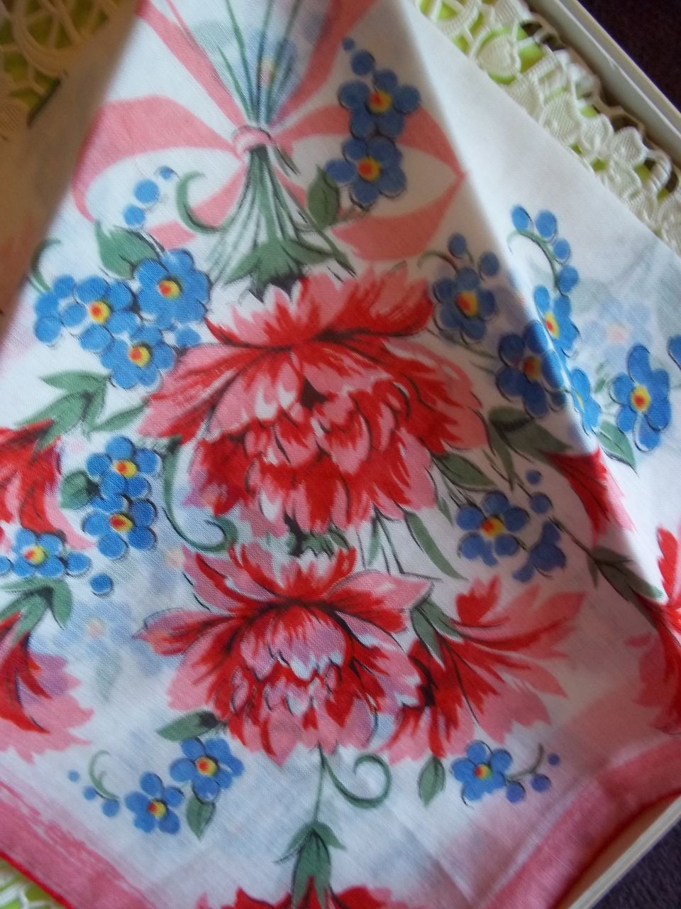 Burmel All Cotton Vintage Floral Print Handkerchief / Hankie Burmel All Cotton Vintage Floral Print Handkerchief / Hankie