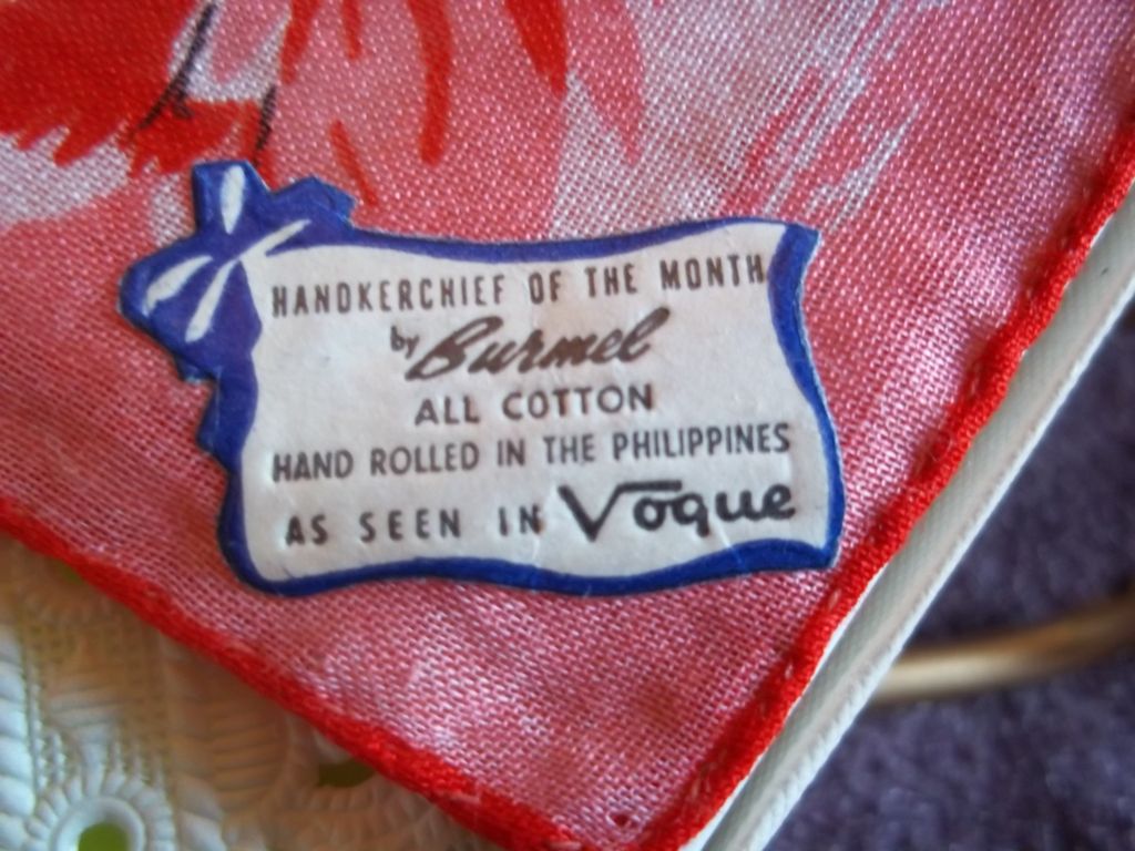 Burmel All Cotton Vintage Floral Print Handkerchief / Hankie Burmel All Cotton Vintage Floral Print Handkerchief / Hankie