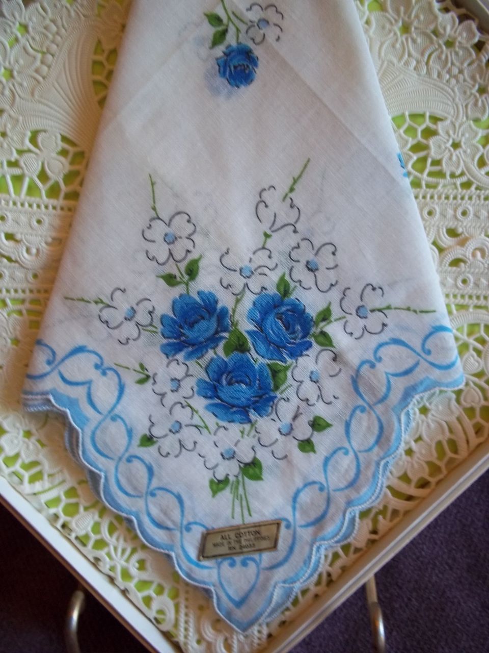 Vintage Imported Philippine Floral Handkerchief / Hankie Vintage Imported Philippine Floral Handkerchief / Hankie