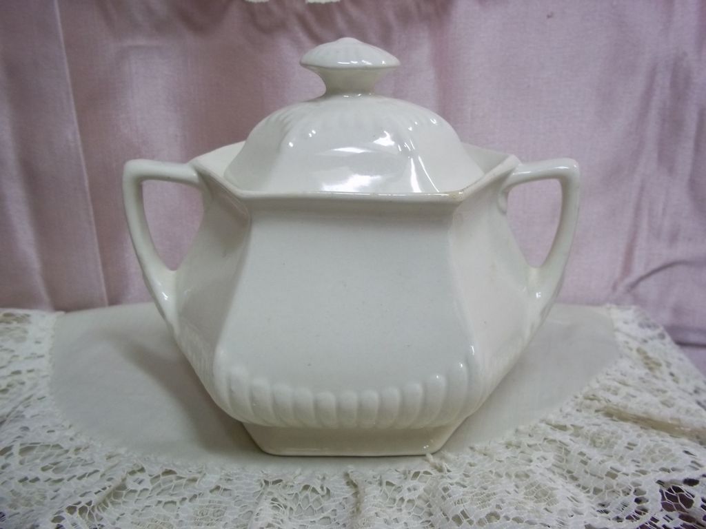 English Ironstone Sugar and Creamer by WM Adams & Sons English Ironstone Sugar and Creamer by WM Adams & Sons