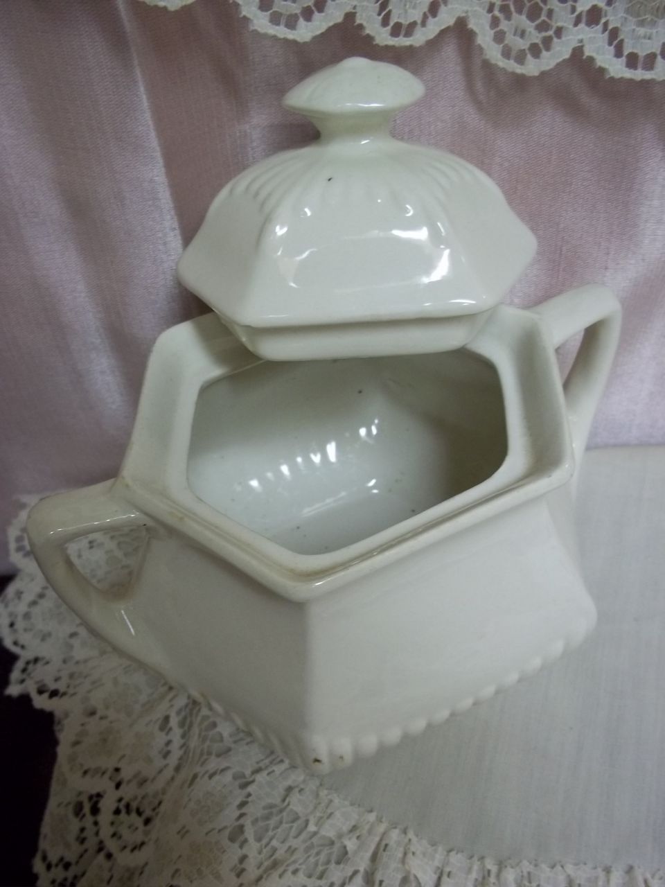 English Ironstone Sugar and Creamer by WM Adams & Sons English Ironstone Sugar and Creamer by WM Adams & Sons