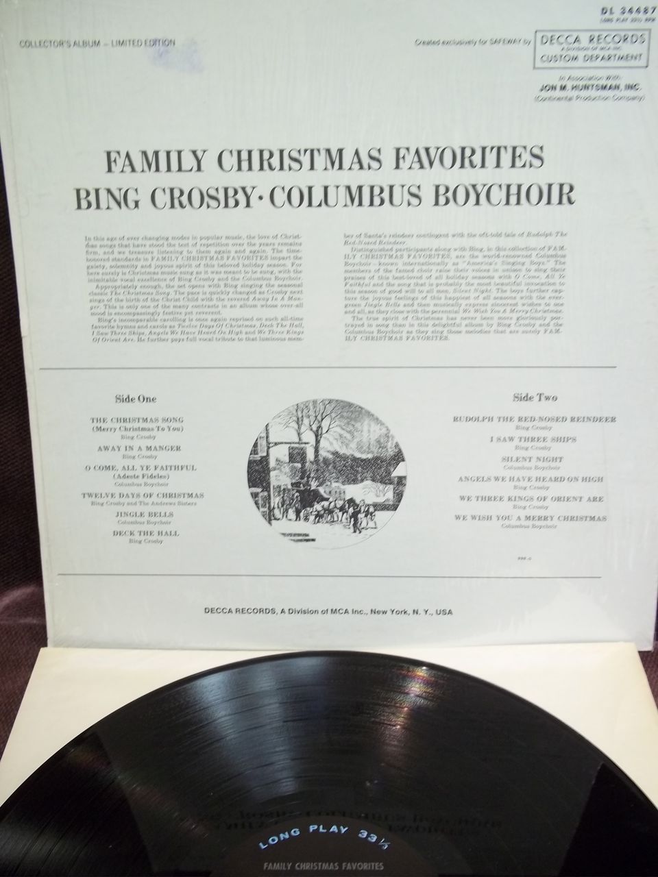 Bing Crosby and the Columbus Boychoir Sing: Family Christmas Favorites, Decca Records Vintage LP Vinyl Bing Crosby and the Columbus Boychoir Sing: Family Christmas Favorites, Decca Records Vintage LP Vinyl