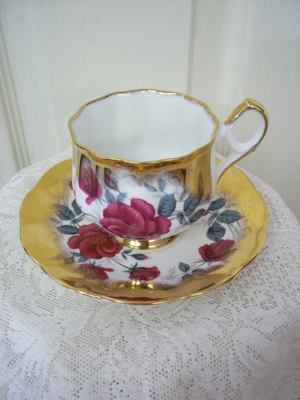 Elizabethan Fine Bone China Cup and Saucer by Taylor And Kent, England Elizabethan Fine Bone China Cup and Saucer by Taylor And Kent, England