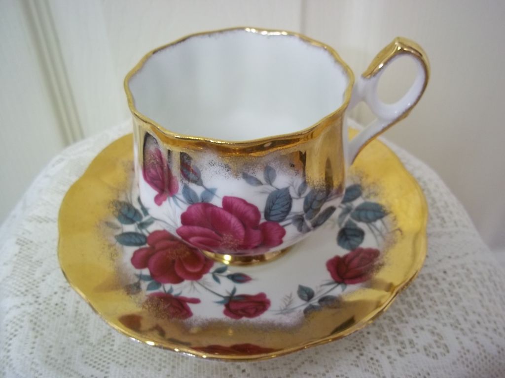 Elizabethan Fine Bone China Cup and Saucer by Taylor And Kent, England Elizabethan Fine Bone China Cup and Saucer by Taylor And Kent, England