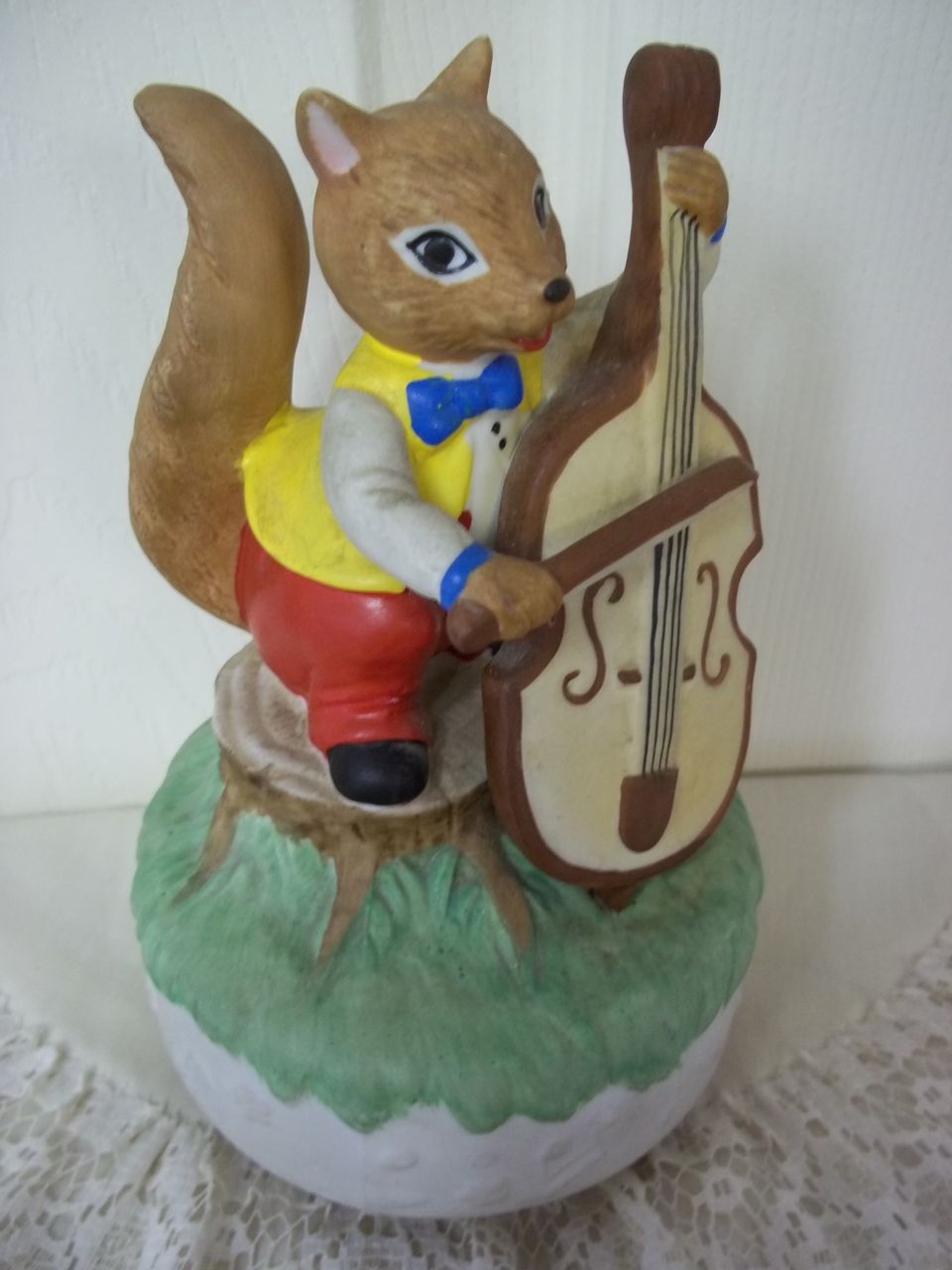 Ceramic Squirrel Celloist Music Box: Talk to the Animals Ceramic Squirrel Celloist Music Box: Talk to the Animals