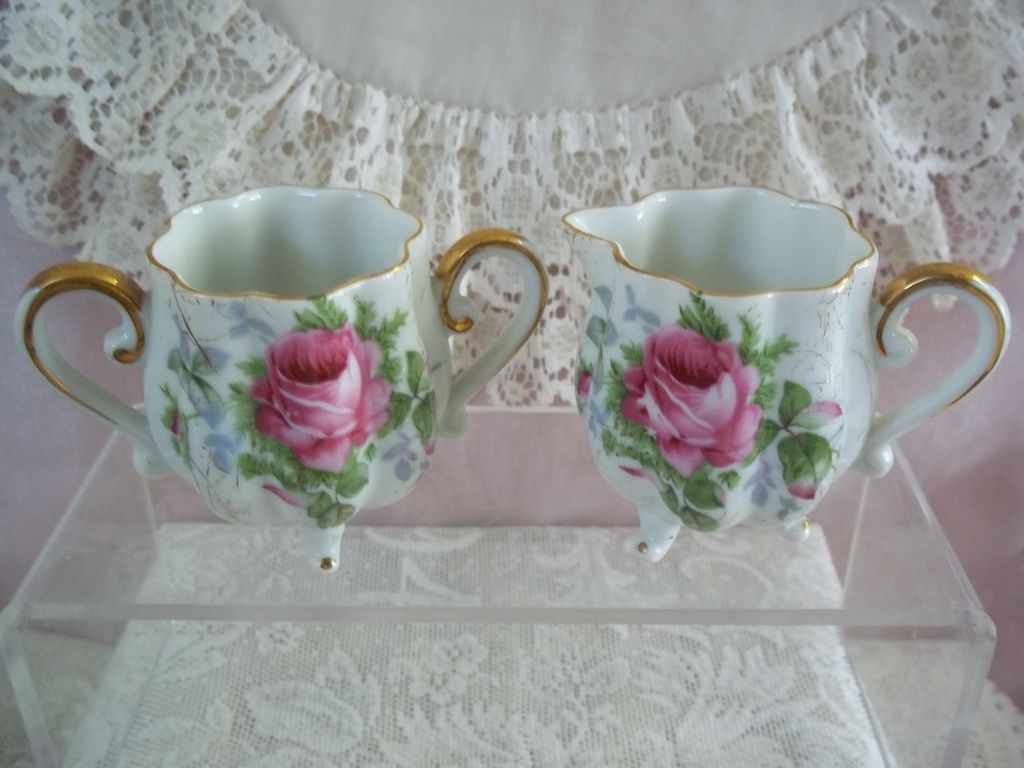 Dresden Rose Creamer and Sugar NW-9/304 Vintage China Dresden Rose Creamer and Sugar NW-9/304 Vintage China