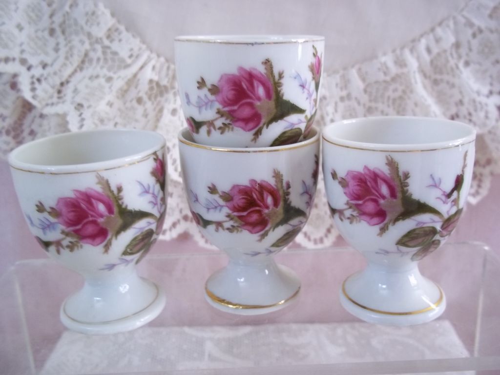 Dresden Rose Pattern Softboiled Egg Cups Dresden Rose Pattern Softboiled Egg Cups