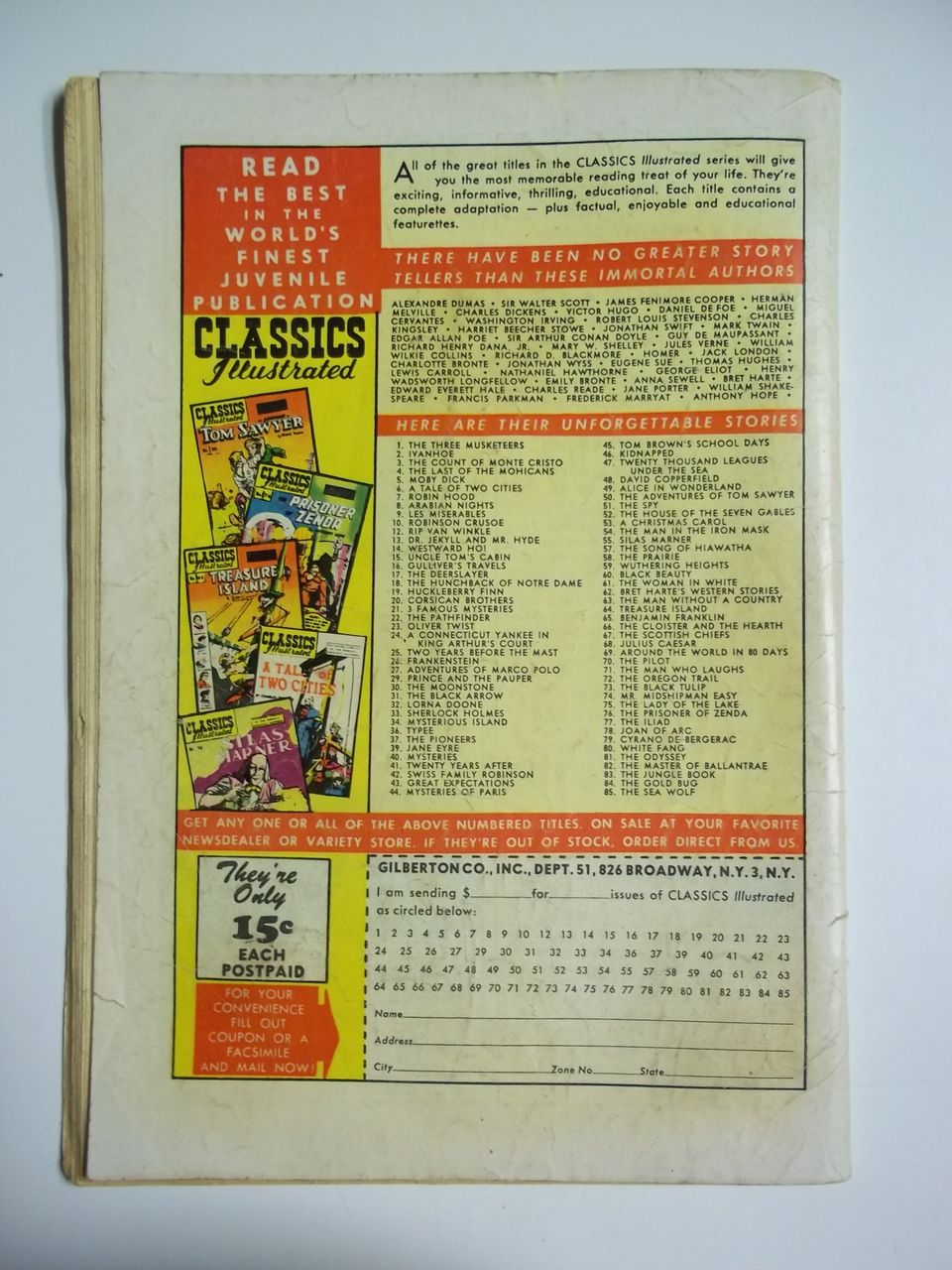 1st Edition Classics Illustrated No. 85: The Sea Wolf HRN 85 1st Edition Classics Illustrated No. 85: The Sea Wolf HRN 85