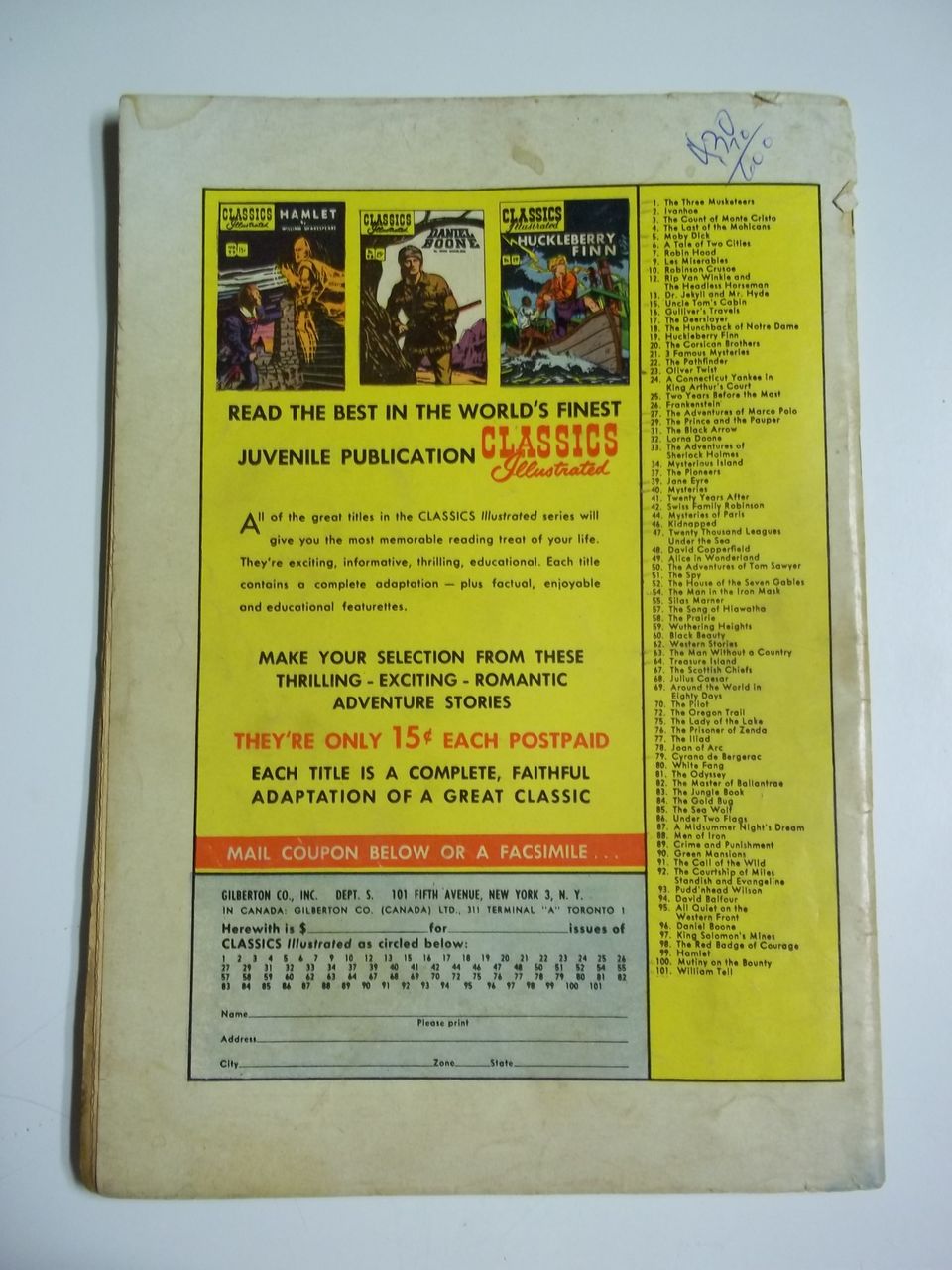 1st Edition Classics Illustrated No. 102: The White Company HRN 101 1st Edition Classics Illustrated No. 102: The White Company HRN 101