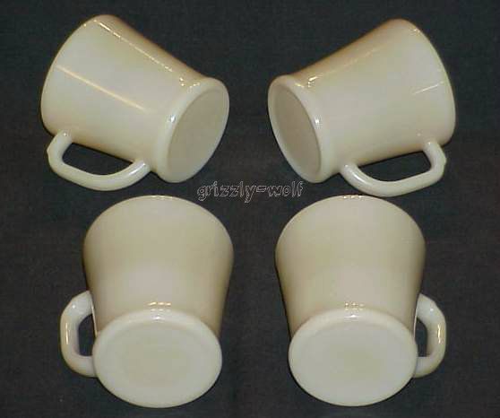 Fire King Dark Ivory "Transition" Flat Bottom D-Handle Mugs 1940~ALL BLOCK LETTERING~RARE Fire King Dark Ivory "Transition" Flat Bottom D-Handle Mugs 1940~ALL BLOCK LETTERING~RARE