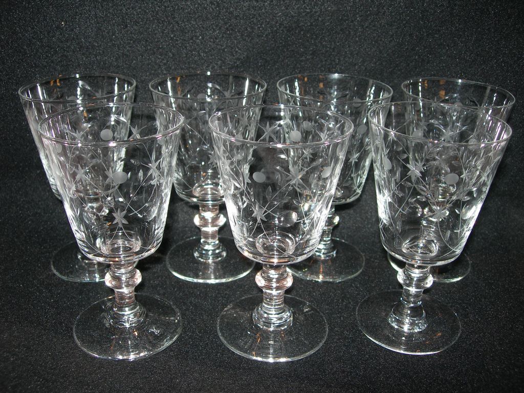 Set of 7 Vintage Cut Glass Goblets Set of 7 Vintage Cut Glass Goblets