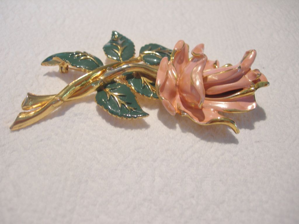 Vintage 4 inch Enamel Rose Brooch Vintage 4 inch Enamel Rose Brooch
