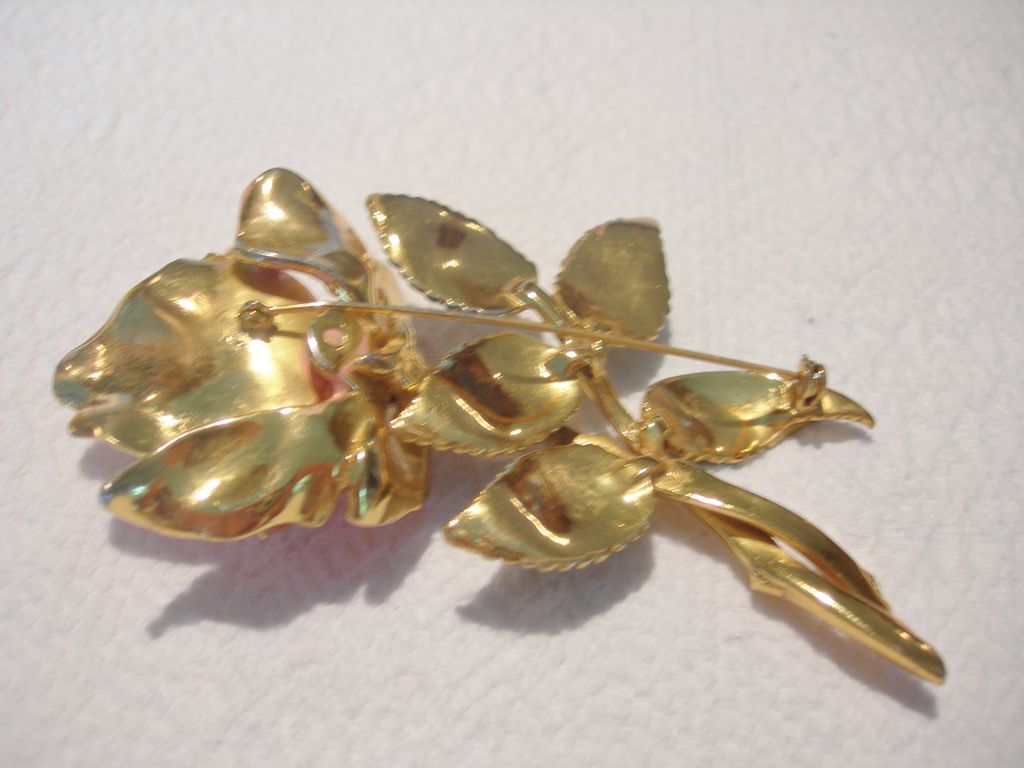 Vintage 4 inch Enamel Rose Brooch Vintage 4 inch Enamel Rose Brooch