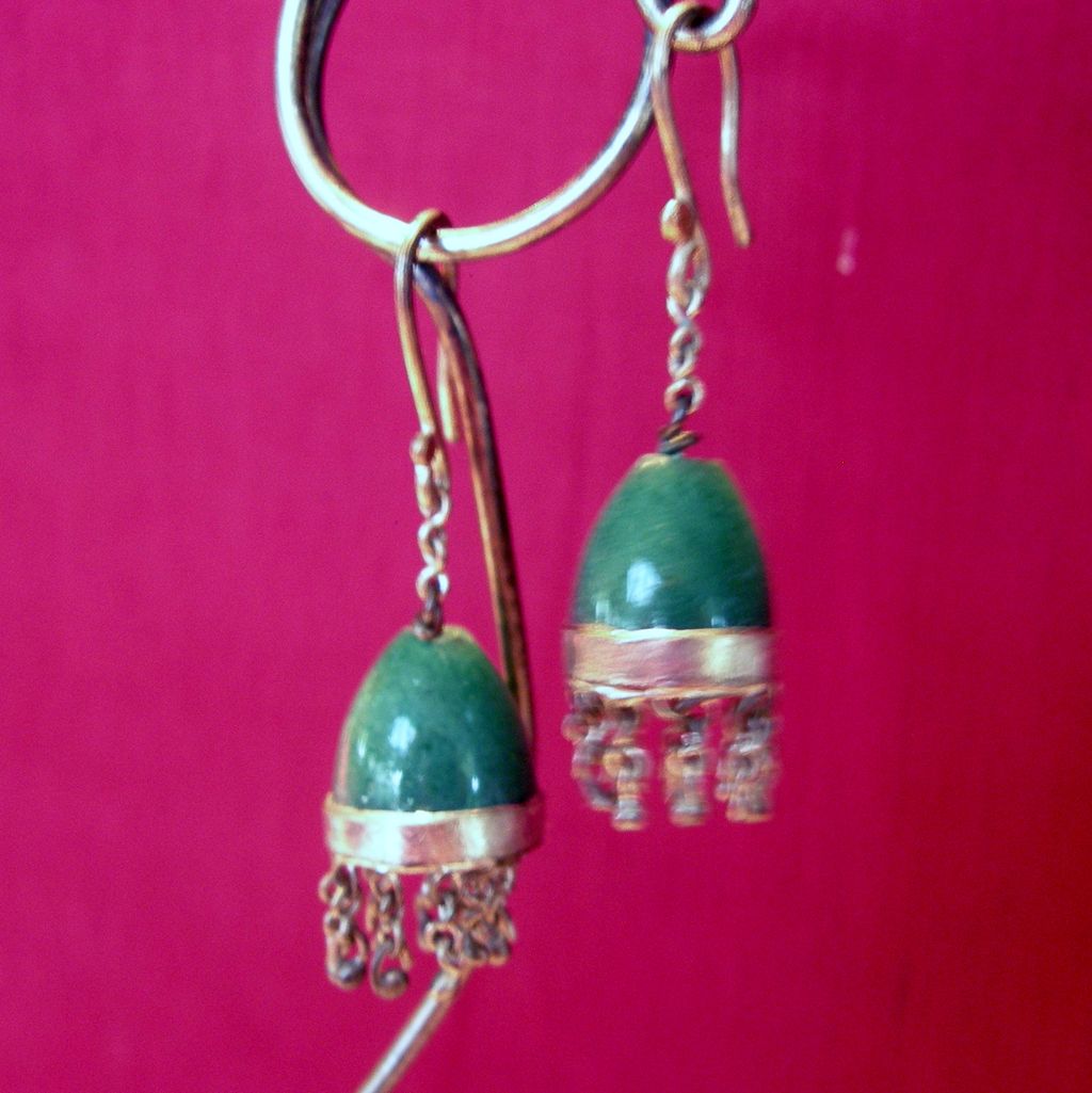 Vintage Jade Nephrite Earrings from North African Belly Dancer's Collection Vintage Jade Nephrite Earrings from North African Belly Dancer's Collection
