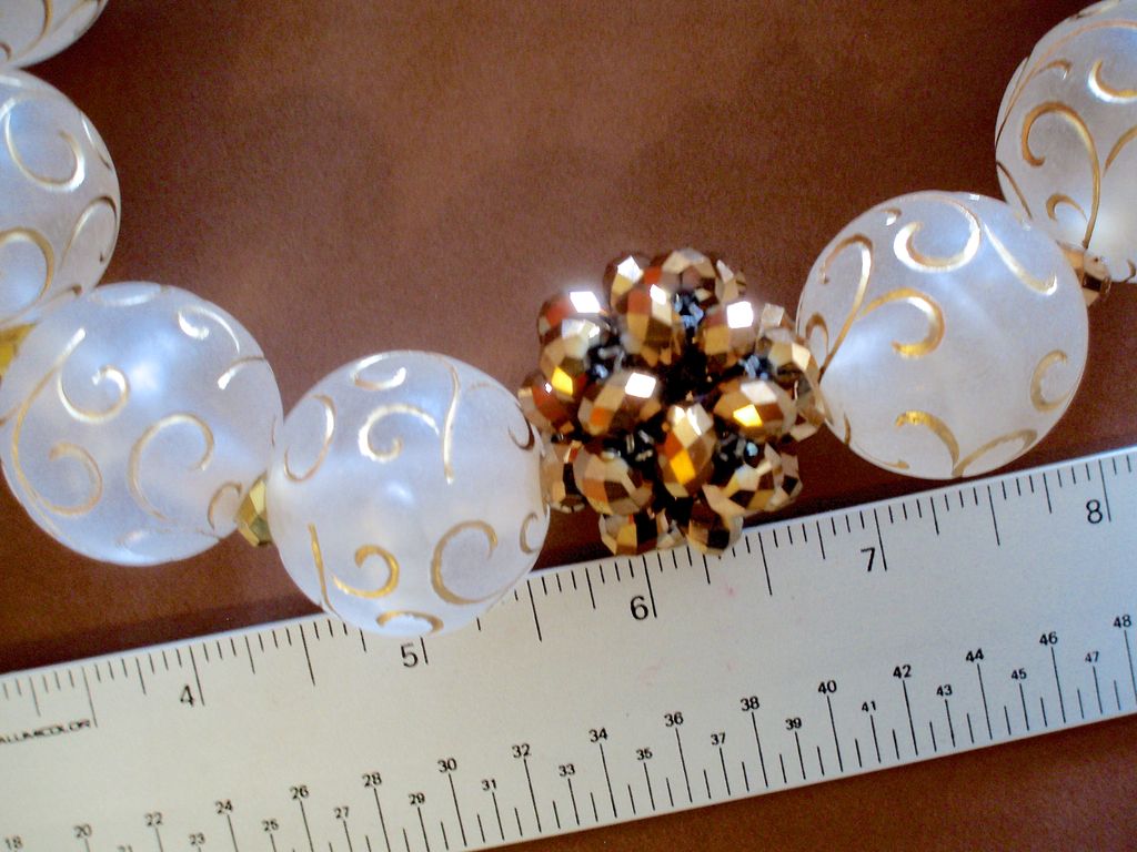 Clear Matte Lucite and Gold Crystal Bold Artisan Necklace Clear Matte Lucite and Gold Crystal Bold Artisan Necklace