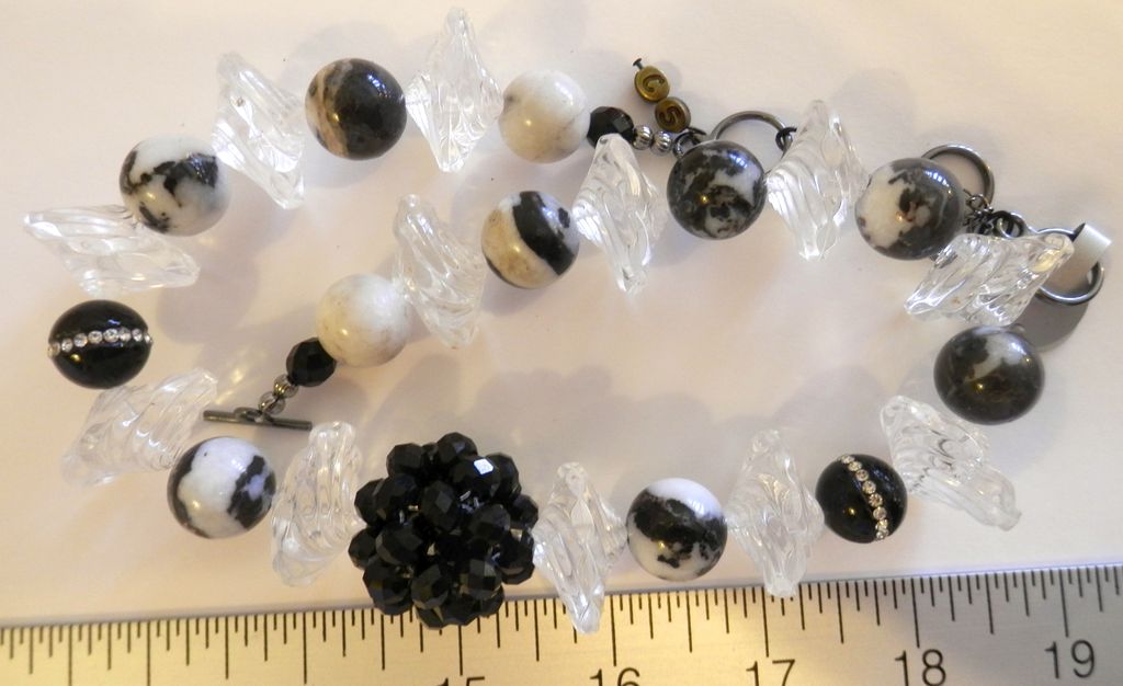 Black and White Lucite and Agate Artisan Necklace Black and White Lucite and Agate Artisan Necklace