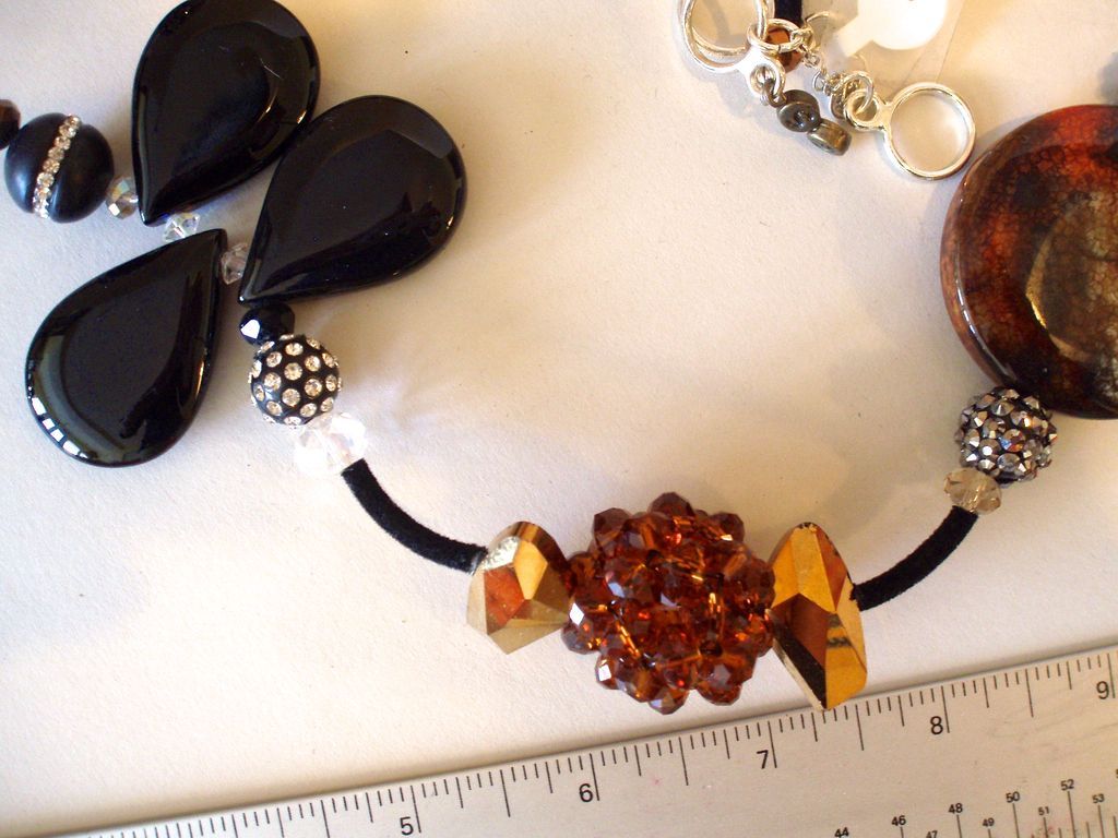 Long Artisan Collage Necklace / Earth Tones Long Artisan Collage Necklace / Earth Tones