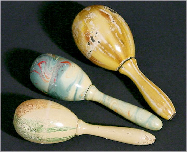 Three Painted Marbleized Darning Eggs Three Painted Marbleized Darning Eggs