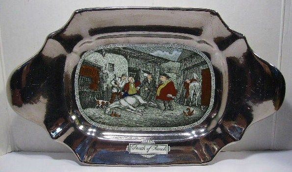 Antique Adams Silver Luster Tray - Dr. SYNTAX - DEATH OF PUNCH Antique Adams Silver Luster Tray - Dr. SYNTAX - DEATH OF PUNCH