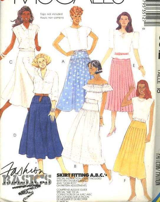 McCalls 3512 Unused Sewing Pattern, Misses Skirt Set, Lg/XL McCalls 3512 Unused Sewing Pattern, Misses Skirt Set, Lg/XL