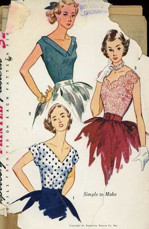 Simplicity 3882 Vintage 1950s Sewing Pattern, Summer Blouses, bust 30 Simplicity 3882 Vintage 1950s Sewing Pattern, Summer Blouses, bust 30