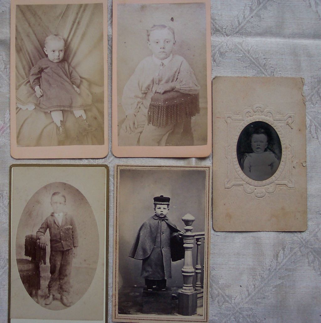 Set of Four CDV Cards of Children with Bonus TinType of Baby Set of Four CDV Cards of Children with Bonus TinType of Baby
