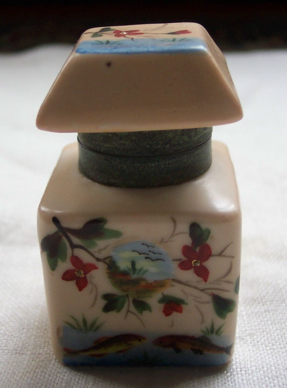 Handpainted Porcelain Inkwell Handpainted Porcelain Inkwell