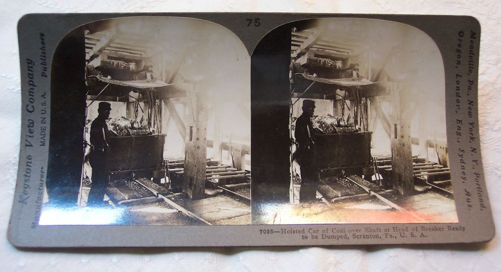 Coal Car Ready to be Dumped Stereoview Card Coal Car Ready to be Dumped Stereoview Card