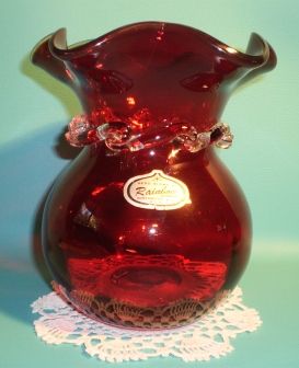 Rainbow Cranberry Glass Vase 6-inch Rainbow Cranberry Glass Vase 6-inch